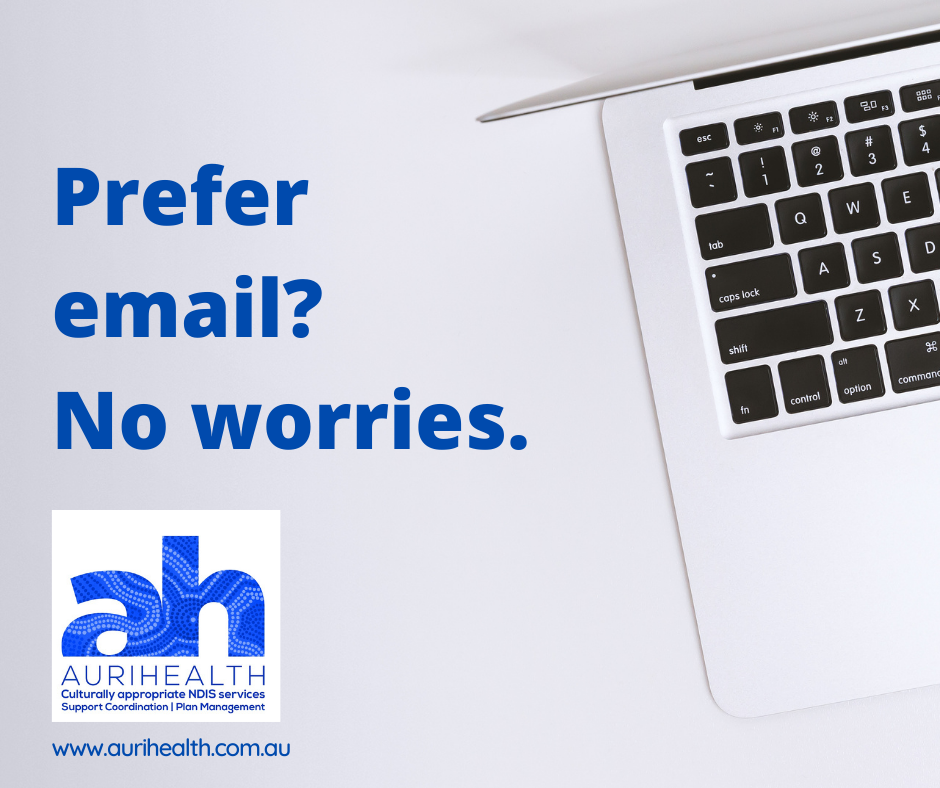 A picture of a laptop and the words "Prefer email? No worries"